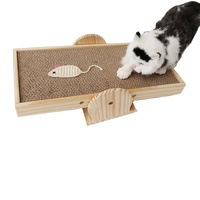 Plate-forme à double usage pour chaton Planche à gratter et balance en papier ondulé Jouet pour chat en bois pour le meulage des pattes