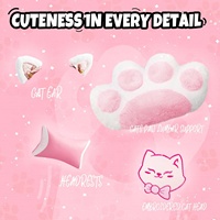 Échantillon Gratuit - Chaise Gaming Rose en Cuir Rose et Blanc pour Bureau à Domicile, Femme, Fille, Chaise Gaming Design Chat avec Coussin Lombaire - Sillas