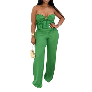 Nouvelle Arrivée Combinaison Décontractée Sexy à Franges et Col Halter Couleur Unie pour Femme Tendance - Product Image 5