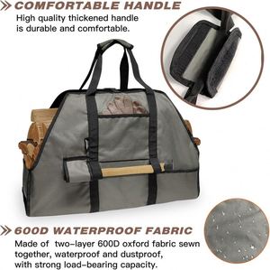 Muestra Gratuita: Bolsa de Transporte para Leña de Poliéster con Diseño de Cuero Vacuno Genuino, Colección Frontier, con Logotipo Personalizado, Soporte OEM - Product Image 2