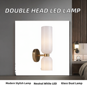 Designer Double Head LED <b>Iron</b> Frame Glass Wall Lamp Modern Creative Bedroom Living Room Aisle Bedside Lamp - Product Image 2