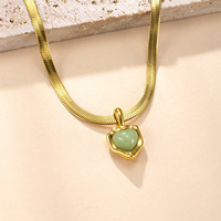 Luxe Simple bricolage acier inoxydable coeur pierre naturelle collier or et rhodium plaqué accessoires de bijoux de mode