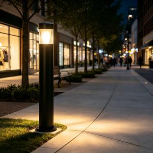 Black <b>LED</b> Lawn Bollard <b>Light</b> Outdoor Garden Path Lamp Surface Mounted Waterproof - Product Image 5