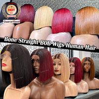Perruque Courte Bob en Cheveux Humains Lisses Super Double Drawn Marron Chocolat avec Lace Frontale HD 5x5 pour Femmes, Prix le Plus Bas
