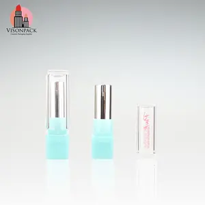 New Eco-thân Thiện Vuông Shape Lip Balm Ống Với Logo Và Văn Bản Trong Suốt Rõ Ràng Nắp Mini Lipstick Container Bao Bì Nhựa