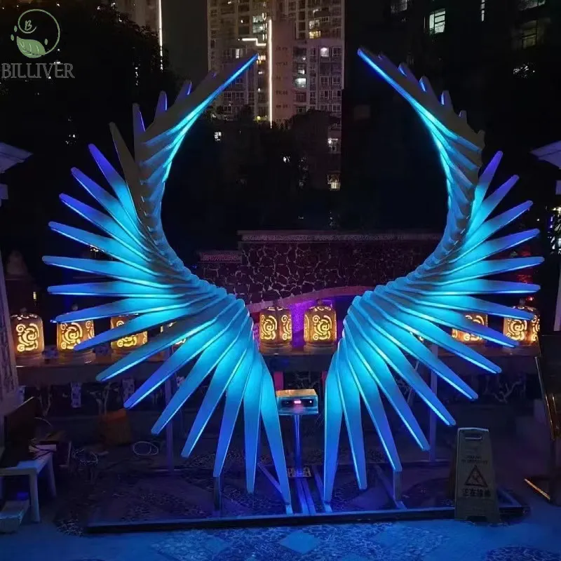 インタラクティブ照明の新しいデザイン天使の翼フェスティバルインタラクティブ写真撮影遊園地インタラクティブ小道具