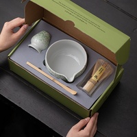 Ensemble de matcha en céramique à motifs ciel étoilé de style japonais avec support pour chasen, cuillère à matcha, bol - Accessoires pour cérémonie du thé, boîte cadeau