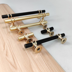 Kenop Lemari Kombinasi Emas Hitam Lubang Tunggal Model Eropa Gagang Pintu Lemari Solid Tipe T - Product Image 4
