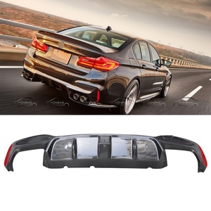 3D Style Carbon Fiber Rear Diffuser Bumper Lip <b>Splitters</b> Fin Spoiler Flaps for BMW 5 Series G30 F90 M5 - Product Image 2
