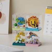 Set Blok Bangunan Hot Flower 328PCS Model Bata Rakitan DIY dengan Penutup Debu Dekorasi Rumah Hadiah