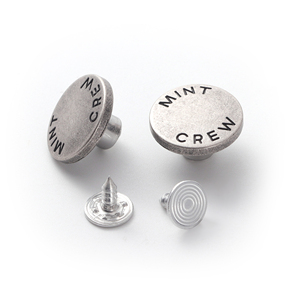 Nhà Máy Kẽm Hợp Kim 17 Mm Khắc Men Kim Loại Hai Prong Tùy Chỉnh Nút Quần Jean Nút Thép Không Gỉ Và Đinh Tán - Product Image 1