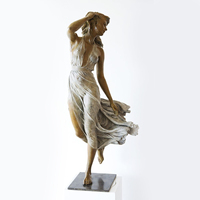 Décoration de jardin en bronze coulé, statue de fille dansante, sculpture en métal