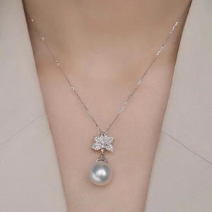 Pendentif en argent S925 WENCHI avec perles rondes de 10 à 15 mm, collier en jade magnifique à faire soi-même et accessoires, modèle vide 10405 Chine - Product Image 2