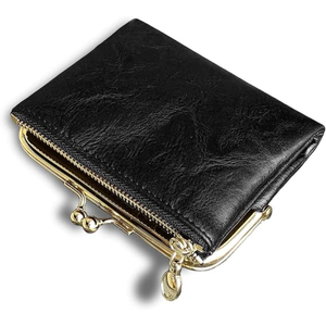 Mini Cartera Vintage de Cuero Genuino con Cierre de Cremallera y Broche, para Uso Diario de Mujeres, Color Azul Oscuro, Hecha en Bangladesh - Product Image 2