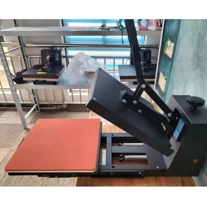 Máquina de prensa de calor para camisetas de 38x38CM y 15 pulgadas, máquina de transferencia de calor por sublimación con deslizamiento hacia fuera