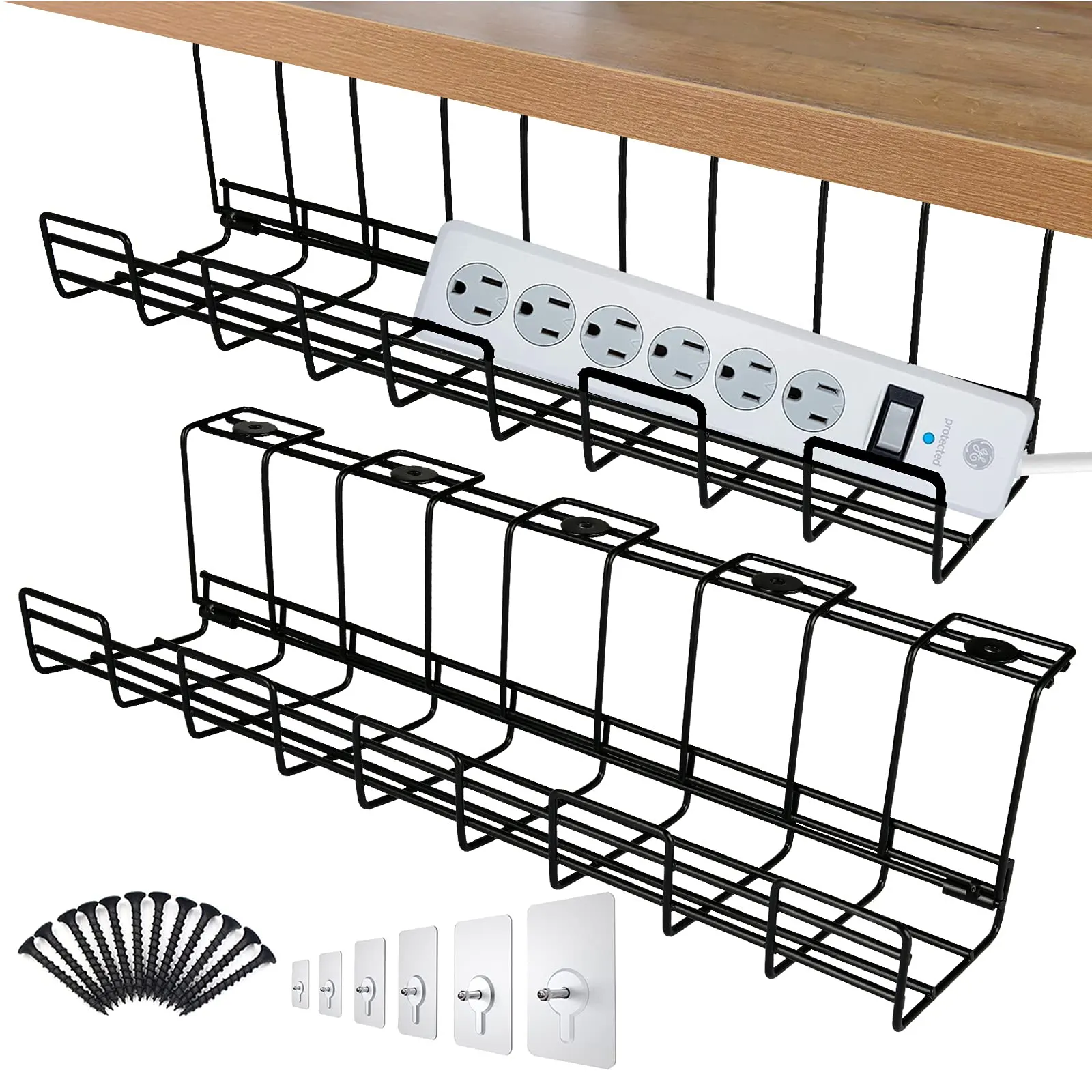 Storage Holders Folding Home Office Power Strip Cord Tray Organize Metal Under Desk Cable Management Wire Storage Holders Rack