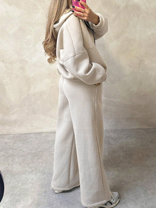 เสื้อกันหนาวมีซิปแบบโอเวอร์ไซส์ชุดวอร์มกางเกงวอร์มสำหรับฤดูหนาวชุดเสื้อผ้า2ชิ้นสำหรับผู้หญิง - Product Image 2