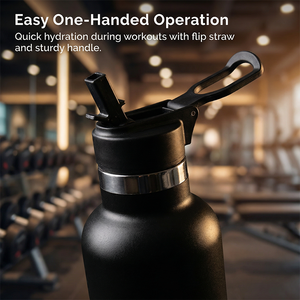 Bouteille d'eau isotherme élégante en acier inoxydable avec couvercle à charnière breveté, 22 oz, anti-fuite, gourde de voyage portable, cadeau promotionnel - Product Image 2