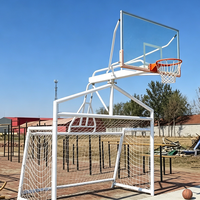 Structure de basketball et de football combinée 2-en-1 pour extérieur, cadre intégré, personnalisation disponible