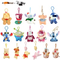 Porte-clés en peluche authentique Stitch avec ours fraise pour jouets Chip 'n' Dale - Polyester Unisexe