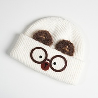 Gorro de Punto con Diseño de Conejito de Dibujos Animados para Invierno, Gorro Cálido, Suave y Agradable al Tacto para Mujeres y Niñas, Estilo Casual