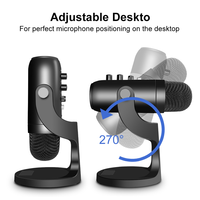 Microphone de studio USB de bureau à condensateur pour l'enregistrement, la radio, le gaming, le karaoké, le streaming en direct et les podcasts, avec moniteur