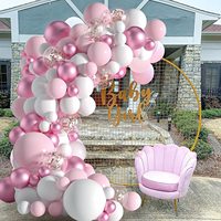 Kit d'arche de ballons en métal rose pastel, guirlande de ballons en latex, ballons de fête, guirlande de ballons pour mariage, décoration de fête de naissance pour bébé fille