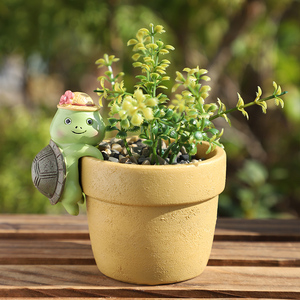 Pot à succulentes en résine tortue verte Kawaii, décoration fantaisie en forme d'animal, trou de drainage, cadeau écologique pour la maison, le bureau ou le balcon - Product Image 2