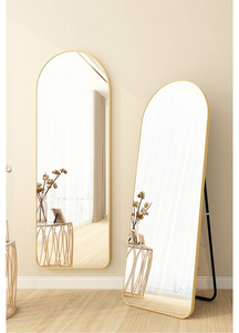 Miroir mural arqué moderne pleine longueur, cadre fin en aluminium noir, grand miroir sur pied pour projet hôtelier - Product Image 6