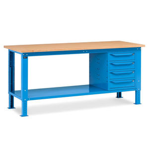 Fami WORK2004 Banco de trabajo ajustable de 200cm con encimera de madera y armario de 4 cajones - Product Image 1