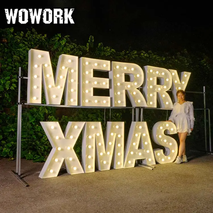 WOWORK 3ft 4ft 5ft 120cm géant grand tenir la lettre de chapiteau joyeux noël lumières sur l'étagère empilable pour le jour de Noël