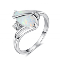 Bague élégante pour femme en argent sterling 925 avec opale blanche taille marquise de haute qualité