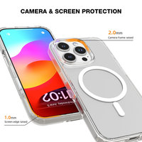 Coque de téléphone magnétique transparente antichoc anti-jaunissement en TPU+PC à couverture intégrale pour iPhone 12 13 14 15 16 16E 17 18 Pro Max Plus