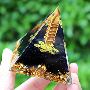 Pyramide en cristal Kogiya, œil de tigre, obsidienne, résine époxy, artisanat, décoration de la maison, ornement de bureau - Product Image 3