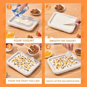 Sorbetière débranchée <span class=keywords><strong>Machine</strong></span> à glace <span class=keywords><strong>manuelle</strong></span> en acier inoxydable Plaque à froid instantanée avec grattoirs Outil pour faire de la crème glacée roulée - Product Image 6