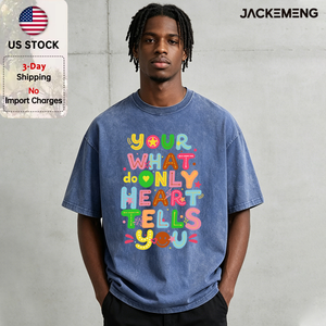 T-shirt Oversize 'Your What Only Heart Tells You' Stile Streetwear Retrò, Maglietta Hip Hop a Maniche Corte, Vendita all'Ingrosso da Magazzino Locale USA - Product Image 1