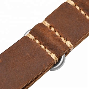 22mm Zulu <span class=keywords><strong>Nato</strong></span> En <span class=keywords><strong>Cuir</strong></span> Italien à Grain <span class=keywords><strong>Bracelet</strong></span> de Montre - Product Image 3