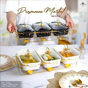 Vente en gros de plats de chauffe-plats en céramique de haute qualité casseroles marmites chaudes ensembles de 3 chauffe-plats en porcelaine - Product Image 2