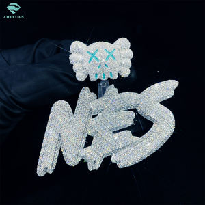 Colgante Personalizado de Moissanita Dije de <span class=keywords><strong>Correcaminos</strong></span> de <span class=keywords><strong>Dibujos</strong></span> <span class=keywords><strong>Animados</strong></span> en Dos Tonos con Diamantes Estilo Hip Hop en Plata Esterlina 925 - Product Image 2