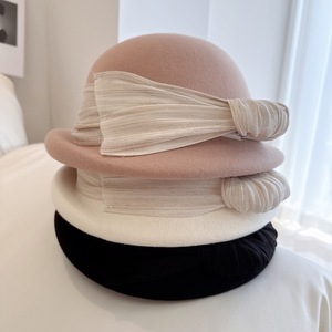 <span class=keywords><strong>CPC</strong></span> dames nouveau style laine Fedora chapeau Hepburn Style Cloche chapeaux élégant dames église chapeau - Product Image 5