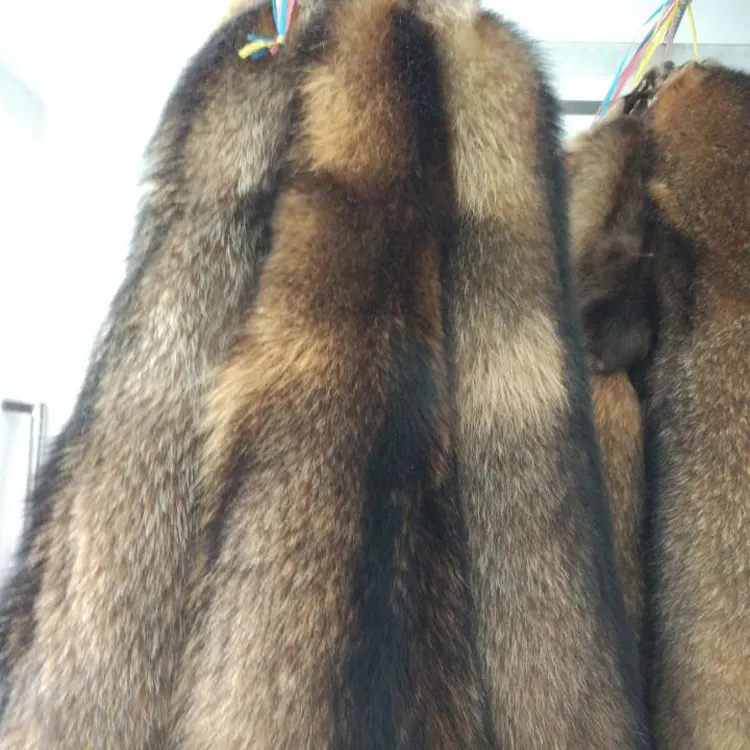 Prezzo di fabbrica all'ingrosso di alta qualità 85-90 cm dimensioni pelliccia di procione naturale pelle di pelliccia di animale
