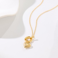 Collier pendentif cœur vintage style français plaqué or 18 carats en acier inoxydable avec fermoir OT facile à porter, résistant à la décoloration, cadeau idéal.