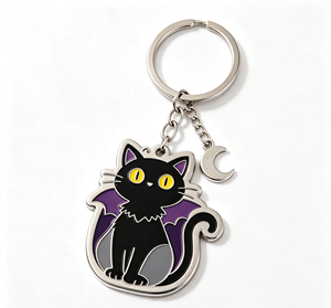<b>Cute</b> Black Cat Metal Key Chain Enamel Cat <b>Keyring</b> Zinc Alloy Pendant for Gift and Promotion - Product Image 4