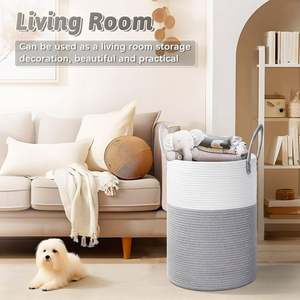 家庭用籐製パン収納バスケット、ランドリーバスケット、イースターキャンディ収納バスケット、調理用竹製バスケット、27L - Product Image 5