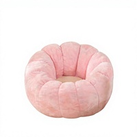 Fauteuil pouf moderne en forme de citrouille en mousse déchiquetée, avec accoudoirs en fausse fourrure, une place, confortable pour dortoir, appartement, chambre