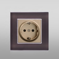 Stop Kontak Dinding Schuko 1 Lubang Warna-warni Universal Harga Pabrik, Bingkai Kaca, Tiang Tunggal, PC Industrial, Mudah Dipasang