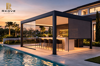 Pergola motorisée intelligente en aluminium RKOVE, pergola de jardin en verre avec écran zip, abri d'ombrage pour piscine, bar et patio