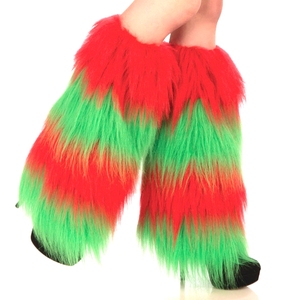 Mardi Gras Costume Accessory Small MOQ Gold Green purple Fleur De Lis Furry <strong>Fur</strong> <strong>Leg</strong> <strong>Warmers</strong> for Women's Masquerade Party - Product Image 5