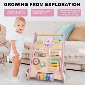 Trotteur en bois Montessori avec roues pour bébé garçon fille <span class=keywords><strong>6</strong></span>-12 <span class=keywords><strong>mois</strong></span> 1 an apprentissage marche jouet <span class=keywords><strong>cadeau</strong></span> de noël - Product Image 6