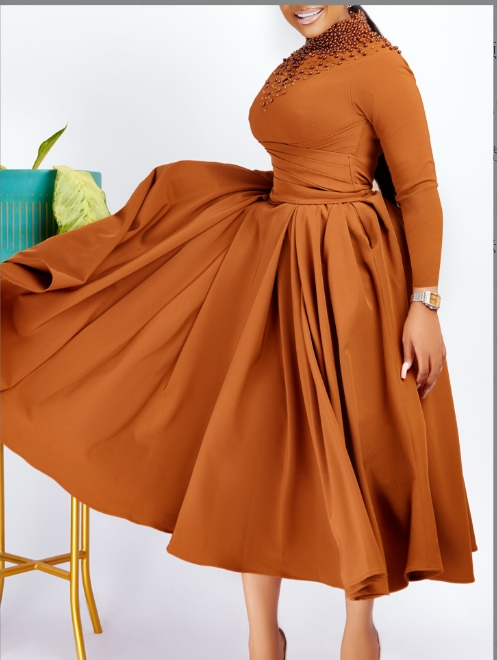 Women's New Fashionable Elegant High Waist Casual Big Swing Dress|  Alibaba.com